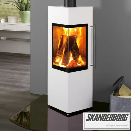 Poêle à bois Skanderborg cubique – CALI DA ACIER BLANC 6 kW