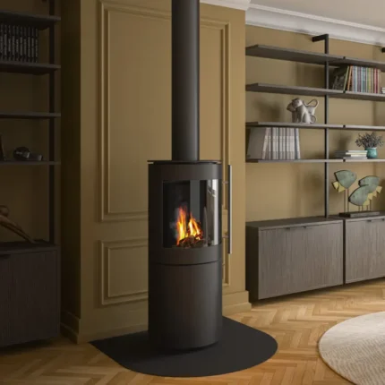 Poêle à bois rond acier noir – ASPIN 7 kW