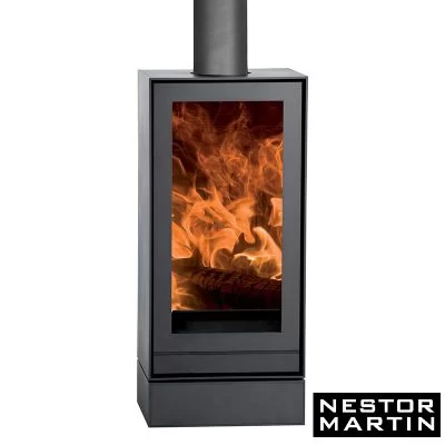 Poêle à bois Nestor Martin carré acier noir intérieur fonte – TQH 13 SOCLE BAS 7 kW