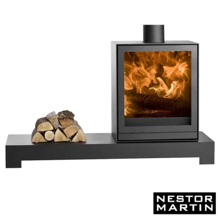 Poêle à bois Nestor Martin carré acier noir intérieur fonte – TQ 33 SOCLE BAS 6 kW