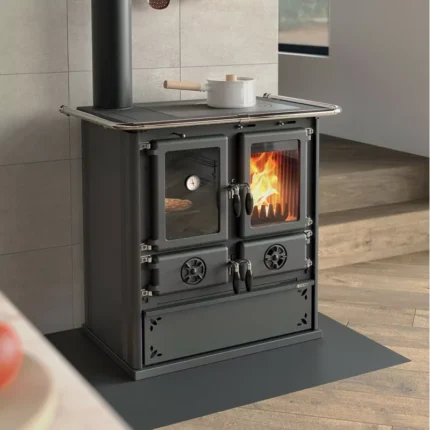 Cuisinière à bois Rosetta Sinistra 5.0 Steel - 7,9 Kw