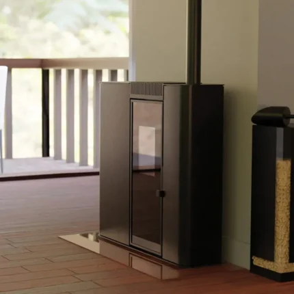 Poêle à granulés étroit acier noir – E-PAKE 7 7,6 kW
