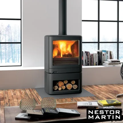 Poêle à bois Nestor Martin carré fonte noire – MQ 33 BUCHES 6 kW